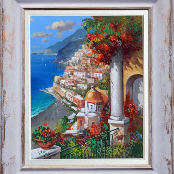 绘画 标题为“View from the terra…” 由Vincenzo Somma, 原创艺术品, 油 安装在木质担架架上