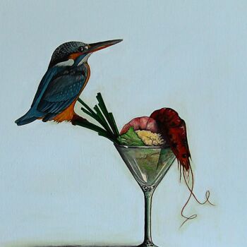 Pintura titulada "the kingfisher" por Vincenzo Squillacioti, Obra de arte original, Témpera
