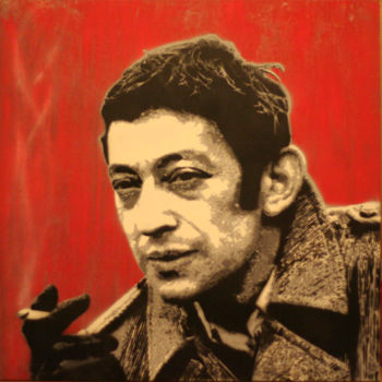 Painting titled "Serge G. Red" by Vincz A.K.A. Borisbarzof, Original Artwork, Spray paint
