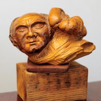 Скульптура под названием "Автопортрет ( работ…" - Андрей Шоров, Подлинное произведение искусства, Дерево