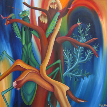Картина под названием "Praying Mantis" - Vinko Hlebs, Подлинное произведение искусства, Масло