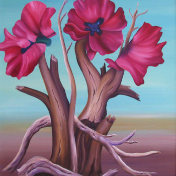 Painting titled "Poppy flower fantasy" by Vinko Hlebs, Original Artwork, Oil