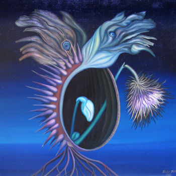 Картина под названием "Chestnut with flowe…" - Vinko Hlebs, Подлинное произведение искусства, Масло