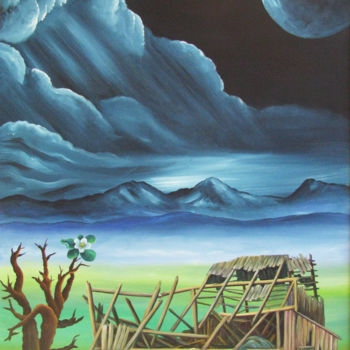 Peinture intitulée "Old house" par Vinko Hlebs, Œuvre d'art originale, Huile