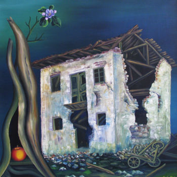 Painting titled "Old House New Life" by Vinko Hlebs, Original Artwork, Acrylic