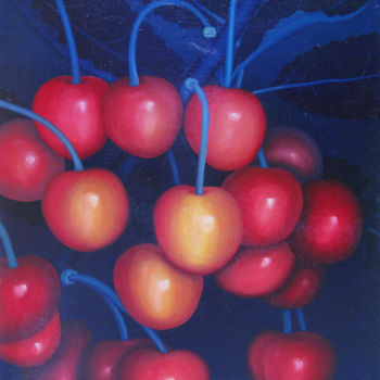 Painting titled "Cherries" by Vinko Hlebs, Original Artwork, Oil