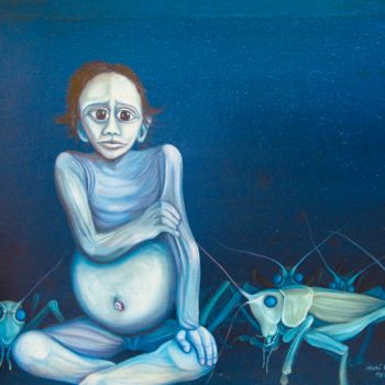 Картина под названием "Hunger- world hunge…" - Vinko Hlebs, Подлинное произведение искусства, Масло