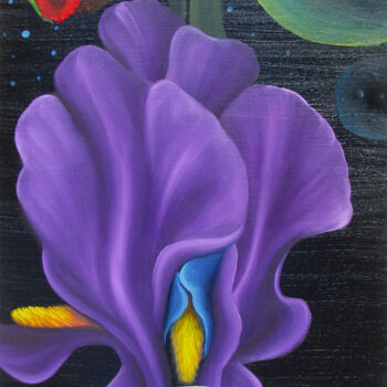 Painting titled "Flower in universe" by Vinko Hlebs, Original Artwork, Oil