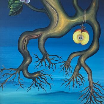 Pintura intitulada "Apple on branch, sy…" por Vinko Hlebs, Obras de arte originais, Óleo