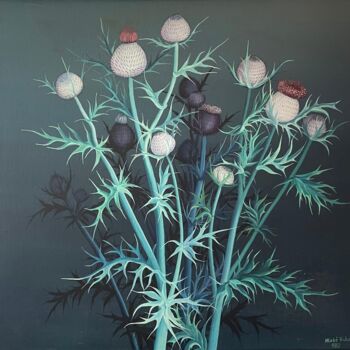 Painting titled "Cirsium" by Vinko Hlebs, Original Artwork, Oil