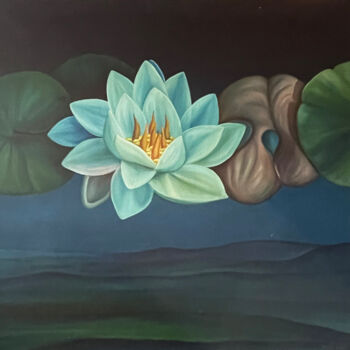 Painting titled "Water lily" by Vinko Hlebs, Original Artwork, Oil