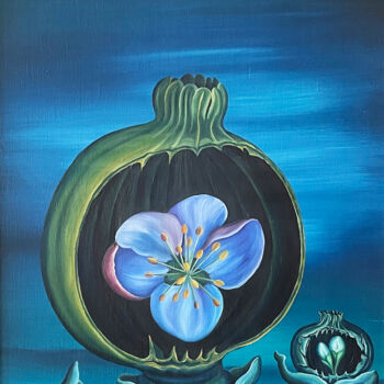 Malarstwo zatytułowany „Helleborus, poppy h…” autorstwa Vinko Hlebs, Oryginalna praca, Olej