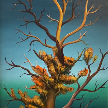 Peinture intitulée "Autumn tree" par Vinko Hlebs, Œuvre d'art originale, Huile