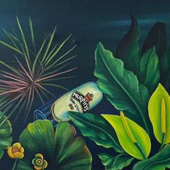 Картина под названием "Water flowers and w…" - Vinko Hlebs, Подлинное произведение искусства, Масло