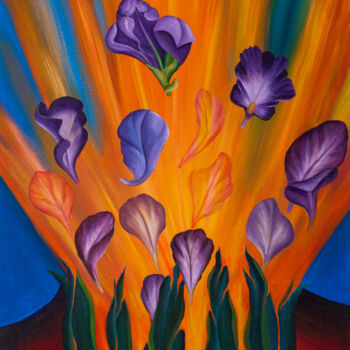 Painting titled "Explosion of flower…" by Vinko Hlebs, Original Artwork, Oil