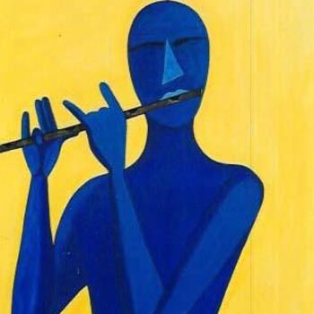 Painting titled "Divine Musician" by Vinod Gaur, Original Artwork