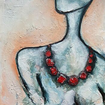 Peinture intitulée "Red beads" par Rymma Vinogradova, Œuvre d'art originale, Acrylique Monté sur Châssis en bois