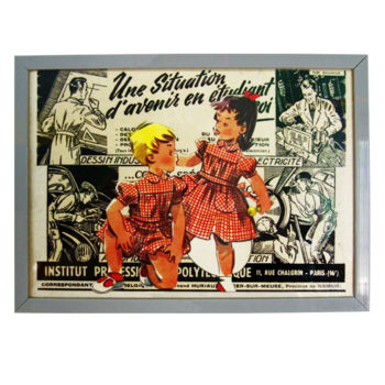 Collages intitolato "Couple d'enfants à…" da Vintage Daily Art, Opera d'arte originale, Ritagli