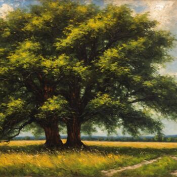 Digital Arts titled "Ancient tree painti…" by Vintagevista, Original Artwork, Oil