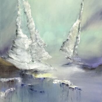 Painting titled "Voiles" by Violaine Boyer, Original Artwork, Acrylic Mounted on Wood Stretcher frame