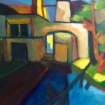 Painting titled "Passage" by Violaine Quesnel, Original Artwork, Acrylic Mounted on Wood Stretcher frame