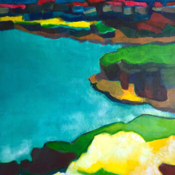 Painting titled "Horizon" by Violaine Quesnel, Original Artwork, Acrylic Mounted on Wood Stretcher frame