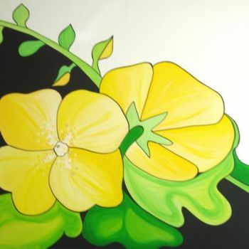 Painting titled "roses jaunes" by Nadia Viola Berra, Original Artwork