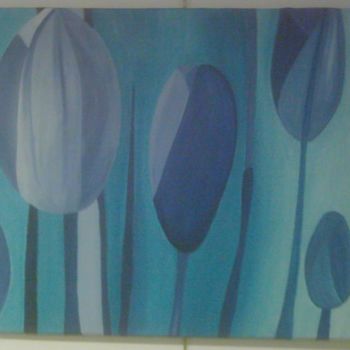 Painting titled "tulipes bleues" by Nadia Viola Berra, Original Artwork