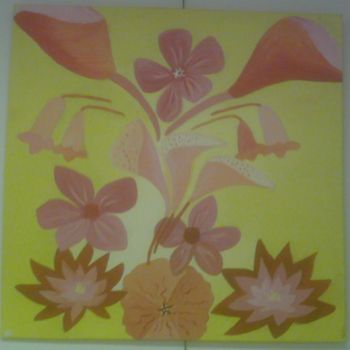 Painting titled "fleurs jaunes" by Nadia Viola Berra, Original Artwork