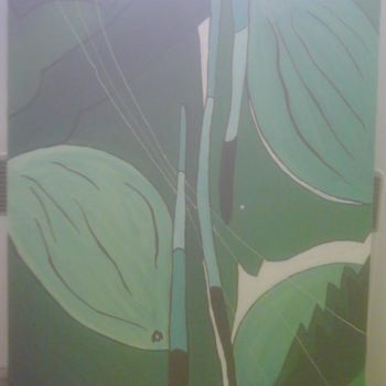 Painting titled "poissons verts" by Nadia Viola Berra, Original Artwork