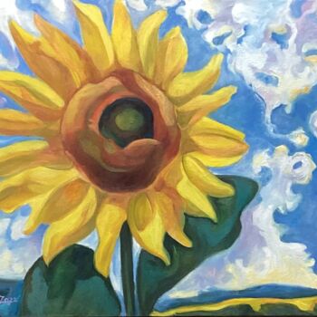 Painting titled "Girasol" by Carmen Plaza, Original Artwork, Oil