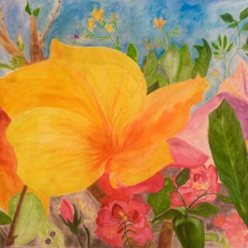 Painting titled "Floral idyll" by Violetta André, Original Artwork, Watercolor