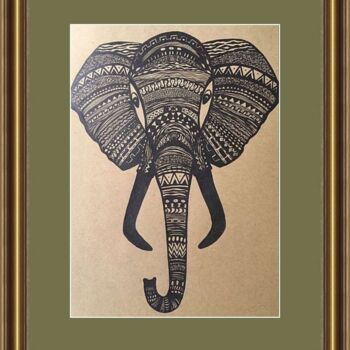 Dessin intitulée "Elephant original g…" par Violetta Golden, Œuvre d'art originale, Marqueur Monté sur Autre panneau rigide