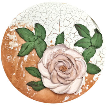 绘画 标题为“Peace Rose impasto…” 由Violetta Golden, 原创艺术品, 颜料 安装在木板上
