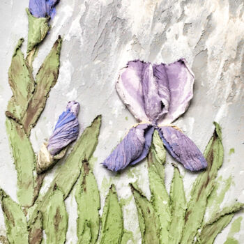 Картина под названием "Flower painting on…" - Violetta Golden, Подлинное произведение искусства, Акрил Установлен на Деревян…