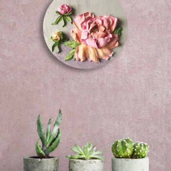 제목이 "Peony spring flower…"인 미술작품 Violetta Golden로, 원작, 회 반죽 목재 패널에 장착됨
