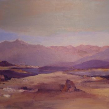 Painting titled "Lake Mead en Amériq…" by Violette Barth Spiecker, Original Artwork, Acrylic Mounted on Wood Stretcher frame