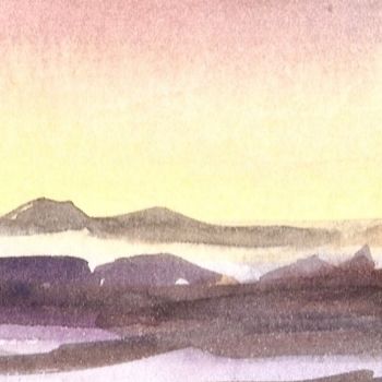 Zeichnungen mit dem Titel "Paysage d'Amérique…" von Violette Barth Spiecker, Original-Kunstwerk, Aquarell Auf Karton montiert