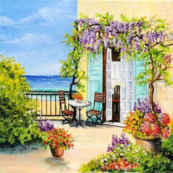 Painting titled "VACANCES EN BRETAGN…" by Violette Le Gallou, Original Artwork, Oil Mounted on Wood Stretcher frame