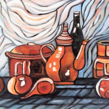 Painting titled ""Vieux pots"" by Viva, Original Artwork, Oil