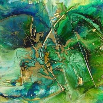 Painting titled "MER d'EMERAUDE" by Violine Création, Original Artwork