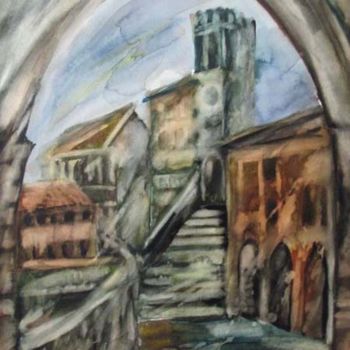 Painting titled "Cortona, Italy" by Viorela, Original Artwork