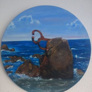 Malerei mit dem Titel "Chillida en Donostia" von Virberri, Original-Kunstwerk, Öl