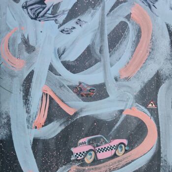Pittura intitolato "Space race" da Vira Chernetska, Opera d'arte originale, Acrilico