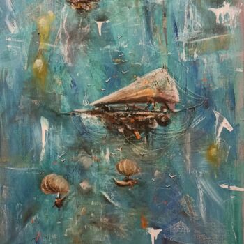 Peinture intitulée "Flying ships" par Vira Chernetska, Œuvre d'art originale, Acrylique