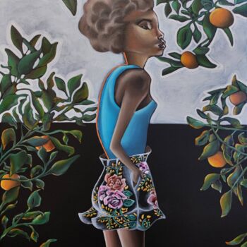 Картина под названием "In the garden" - Vira Chernetska, Подлинное произведение искусства, Масло