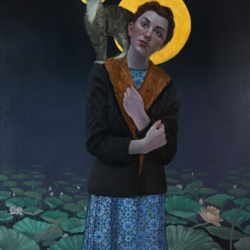 Peinture intitulée "Angel and Good_luck…" par Vira Yakymchuk, Œuvre d'art originale, Huile