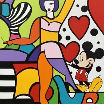 Painting titled "Mickey in Love" by Virginia Benedicto, Original Artwork, Acrylic