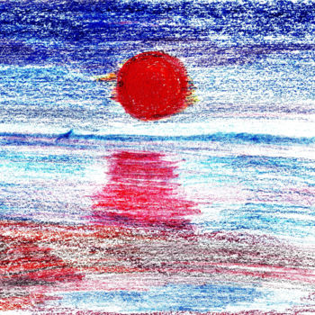 Schilderij getiteld "Sunset" door Virginia Magrit, Origineel Kunstwerk, Pastel