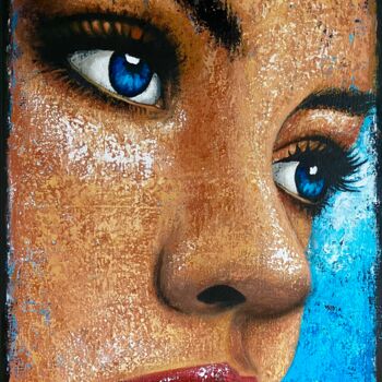 Painting titled "Julia" by Virginie Clement, Original Artwork, Acrylic Mounted on Wood Stretcher frame